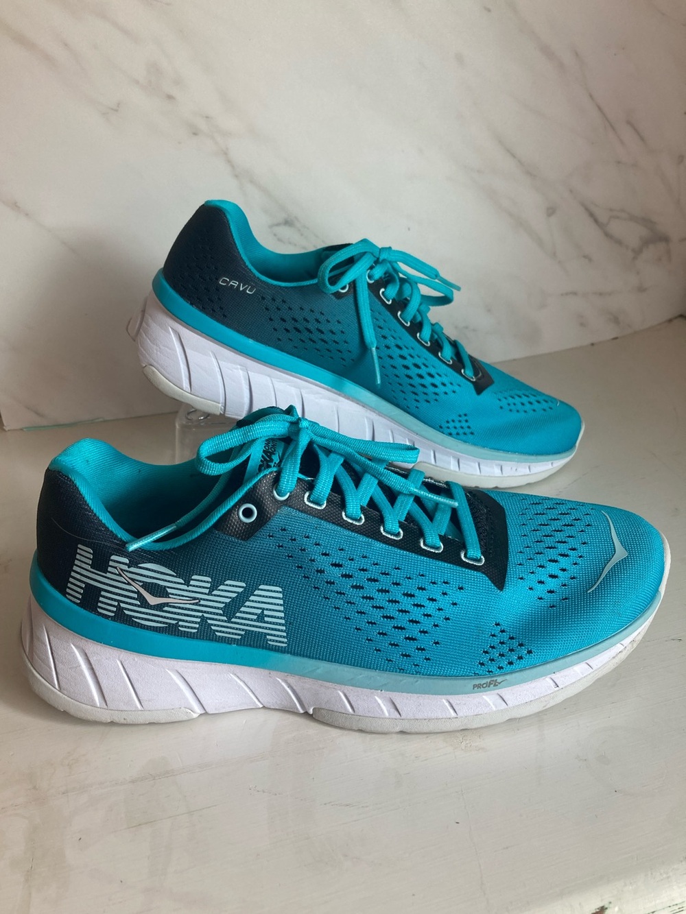 Hoka Women's Teal and Navy Athletic Running Shoes